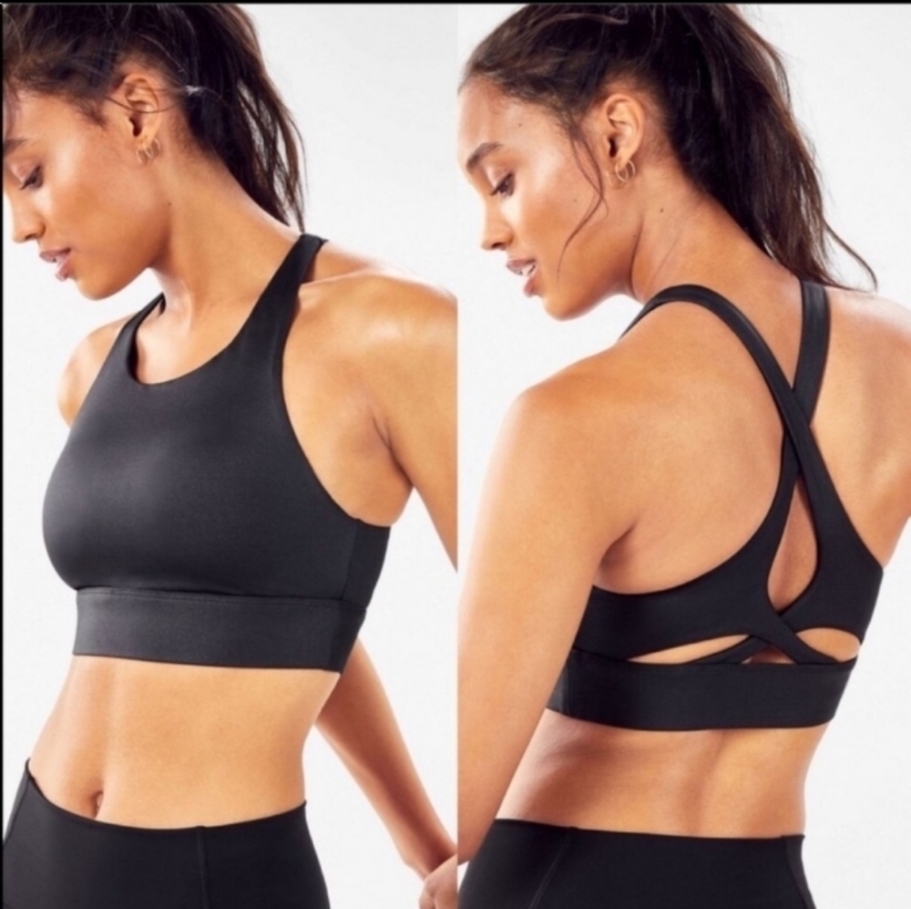 Fabletics Black Cross Back Sports Bra